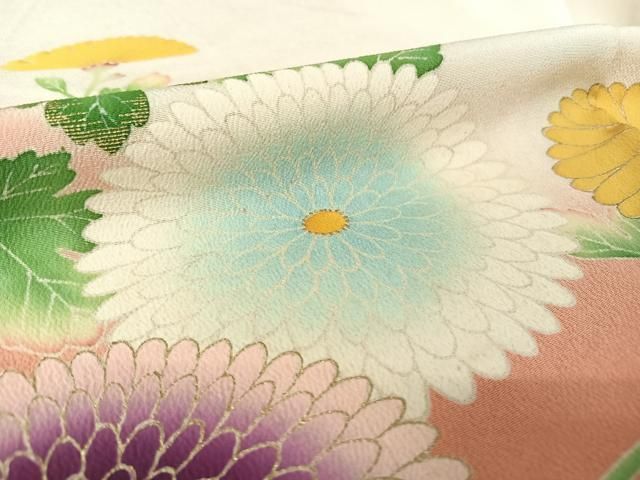＊振袖＊ 正絹　吉祥花文　暈し染め　金銀彩 豪華振袖 扇面吉祥花文 暈し染め 金銀彩 正絹 逸品 成人式 お