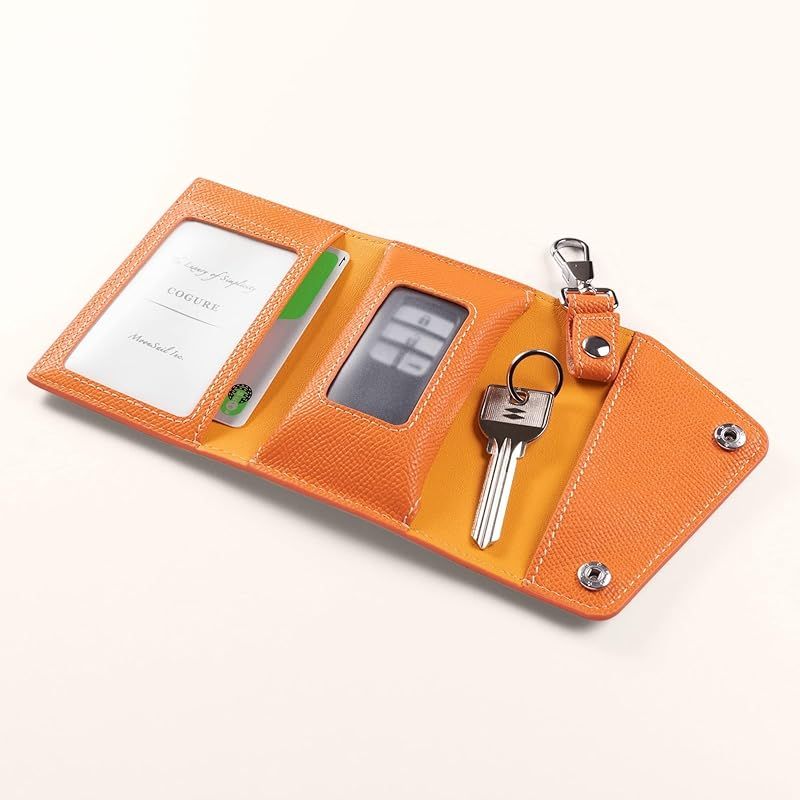 COGURE コグレ スマートキーケース 本革 ヨーロピアンエンボスレザー 透明窓 スマートキーホルダー カード入れ ギフトボックス付き ブルーイドラ BlueHydra NEXPOTALLINN_EU