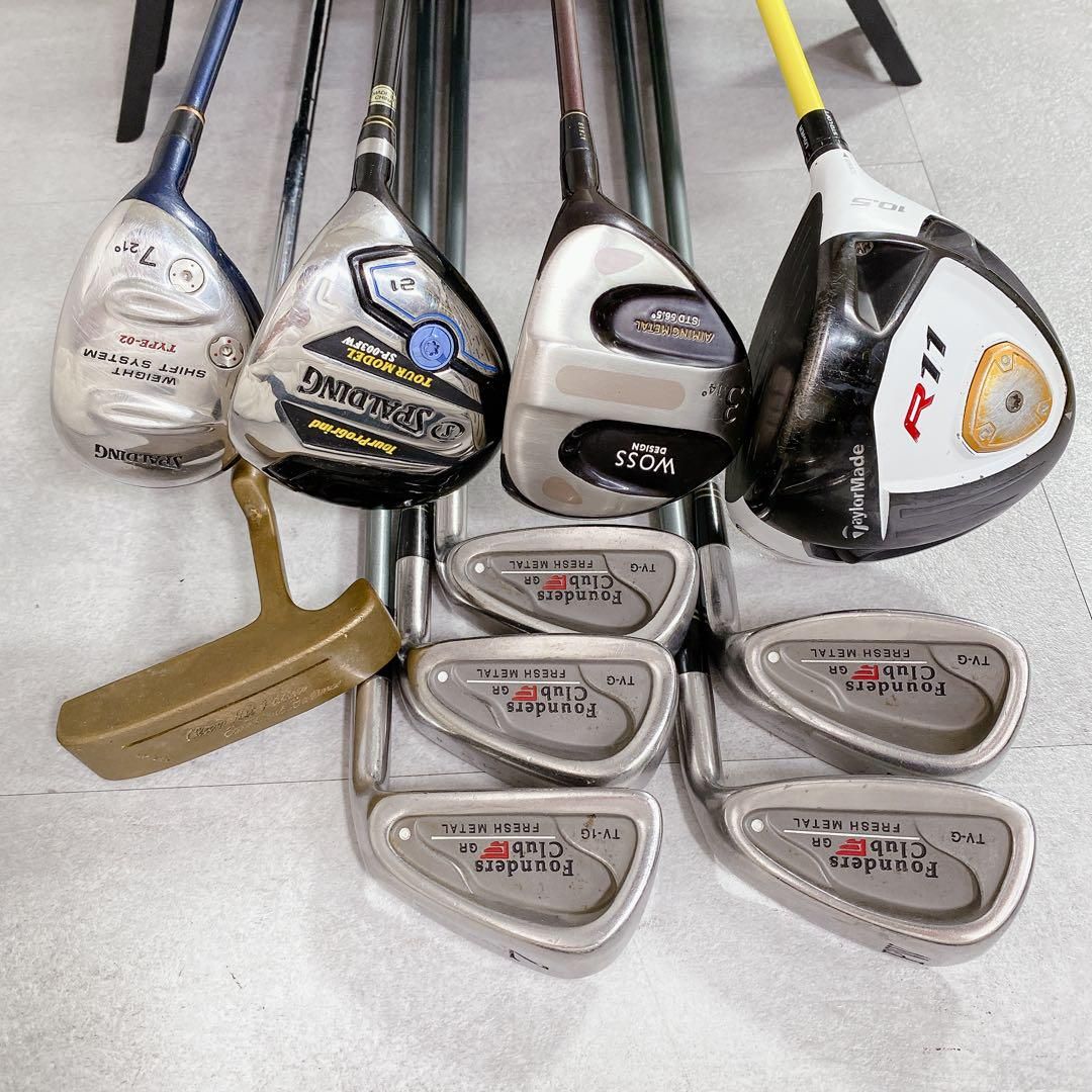 X591 テーラーメイド 他 メンズ ゴルフ クラブセット 10点 黄