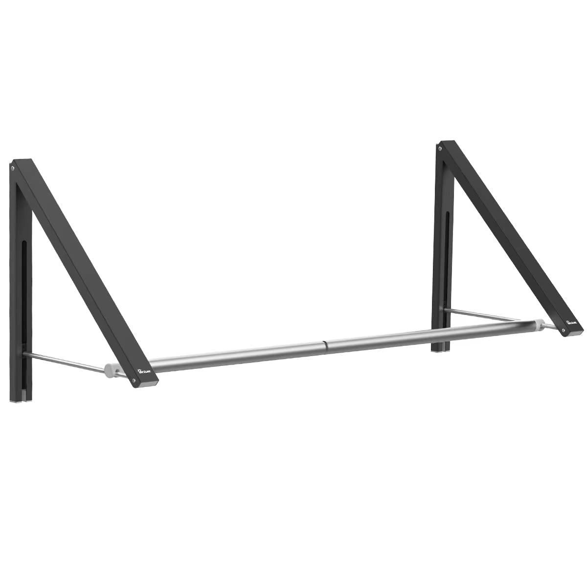 【新着商品】服掛けラック タオル掛け 壁掛けラック 壁取り付け式コートラック 寝室/浴室/オフィス/玄関/ベランダ ウォールハンガー 物干し つっぱり棒付き 軽量 アルミニウム合金製 折り