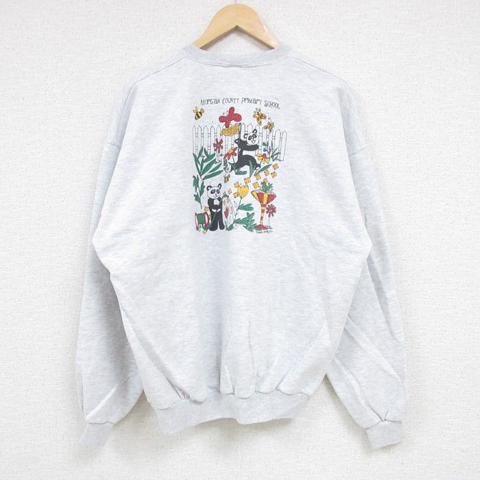L/古着 ジャージーズ 長袖 スウェット メンズ 00s パンダ クルーネック グレー 霜降り 24oct02 中古 スエット トレーナー トップス