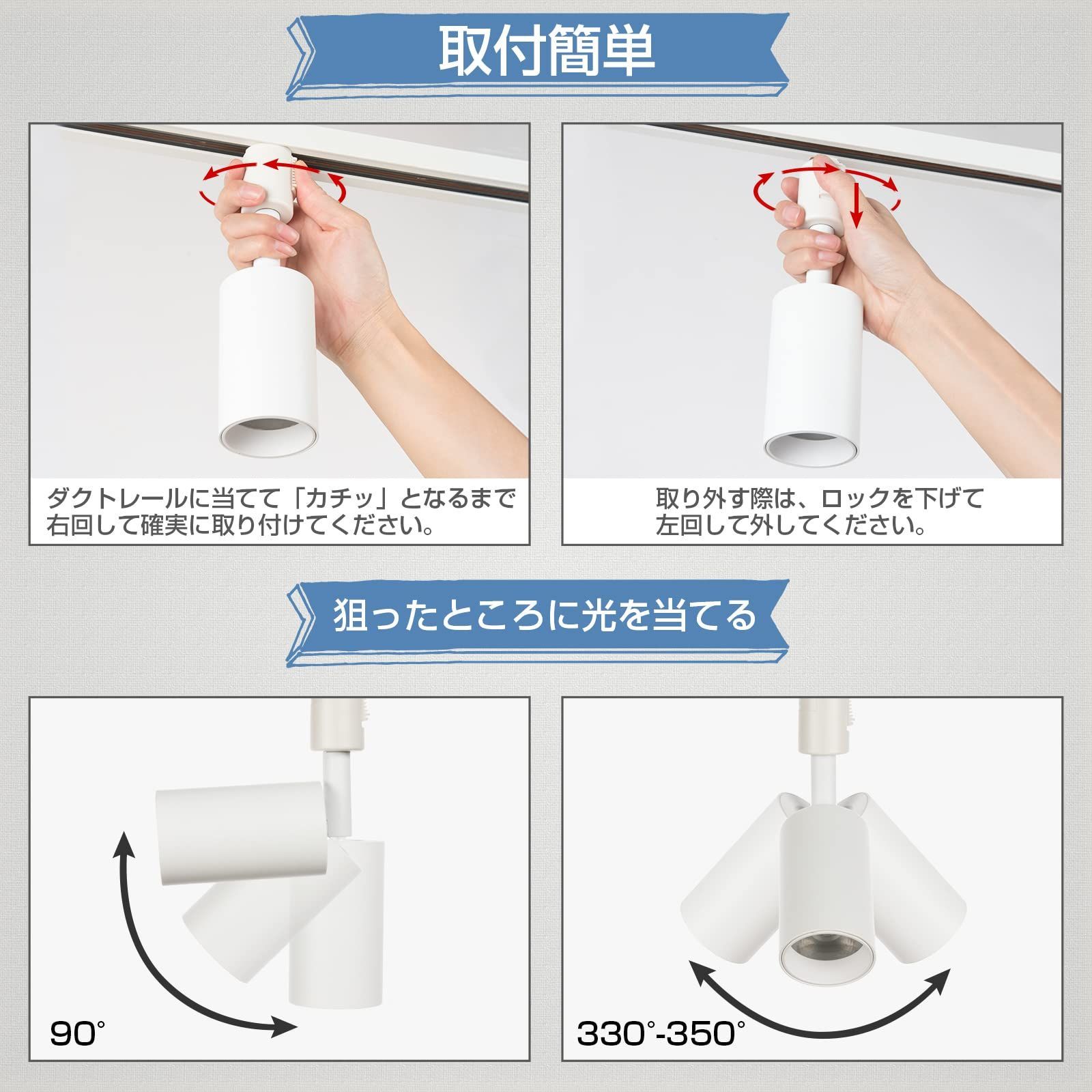 ygdesign ライティングレール用スポットライト ledスポットライト 100W