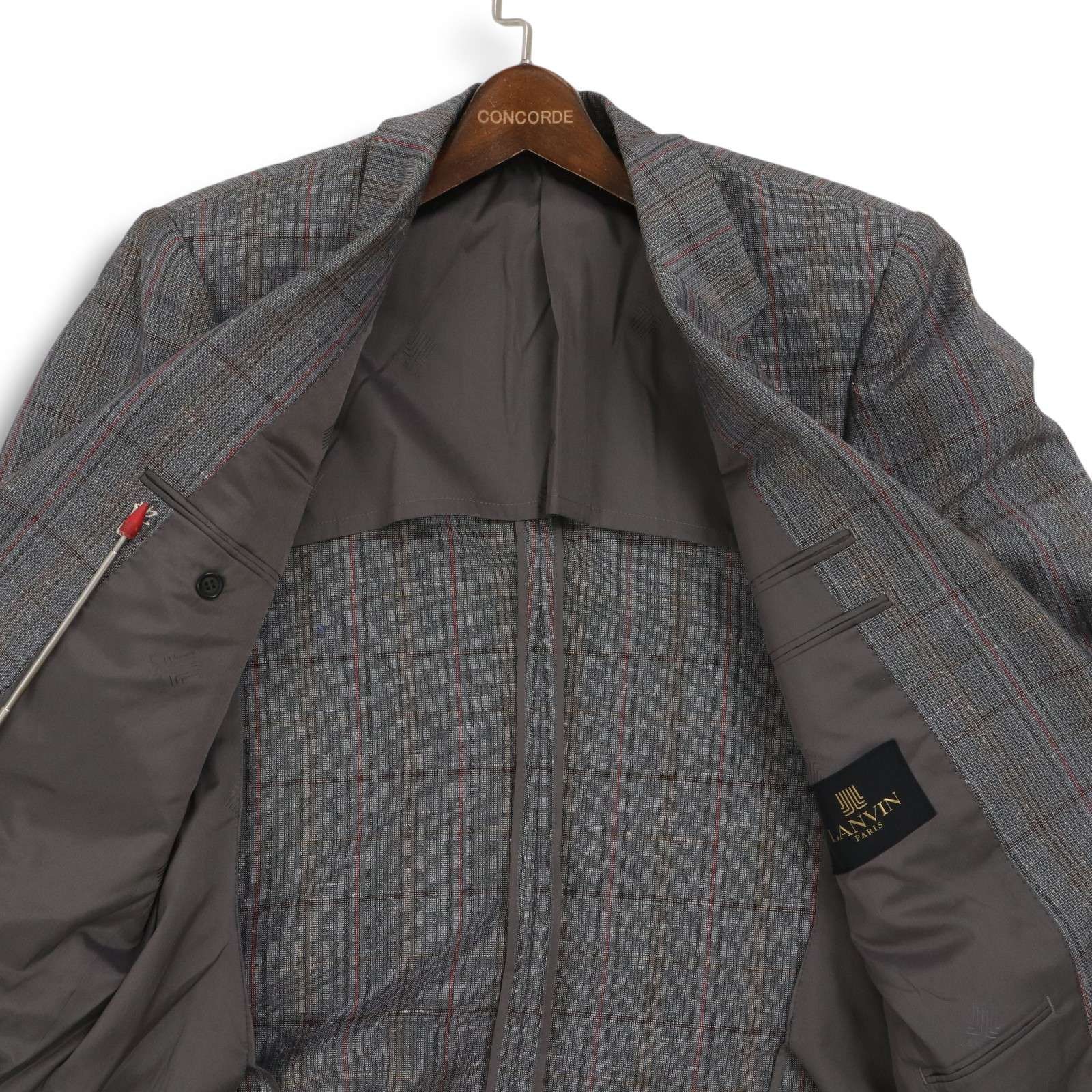 LANVIN ランバン リネン テーラードジャケット 背抜 パステルカラー 48 LANVIN ランバン リネン テーラードジャケット 背抜 パステル