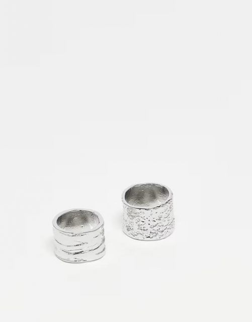 【送料無料】 リクレイム ヴィンテージ レディース リング アクセサリー Reclaimed Vintage unisex 2-pack chunky rings in silver silver