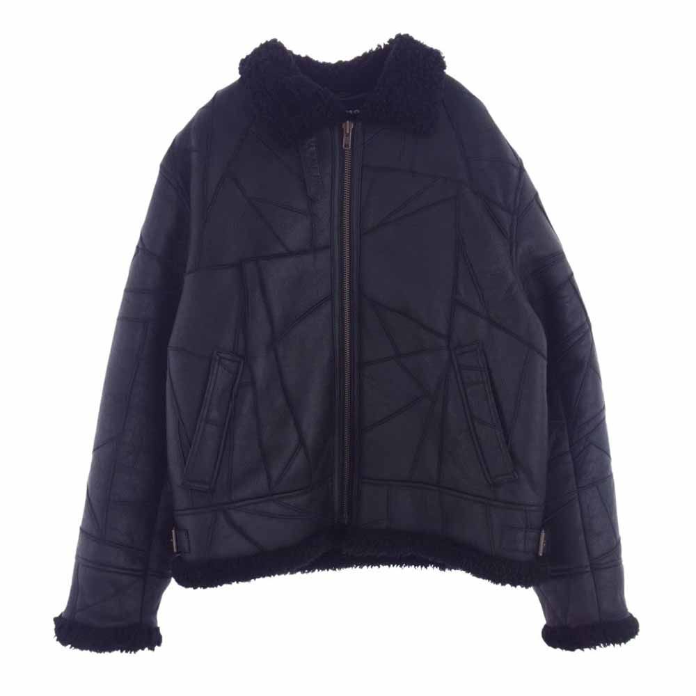 Supreme シュプリーム レザージャケット Patchwork Shearling B-3 Jacket パッチワーク レザー ムートン ジャケット ブラック系 L