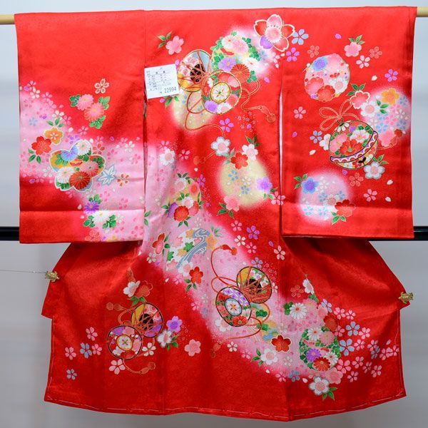 お宮参り産着 女児 女の子 正絹 のしめ 祝着 着物 一つ身 初着 綸子 NO22994