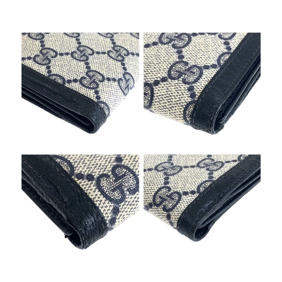 GUCCI グッチ 折り財布 スプリーム ネイビー シェリーライン オールド 美品⑥Gucci オールドグッチ シェリーライン GG 2つ折り財布