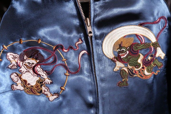 Japanesque ジャパネスク 風神雷神 刺繍 和柄 スカジャン 3rsj-003