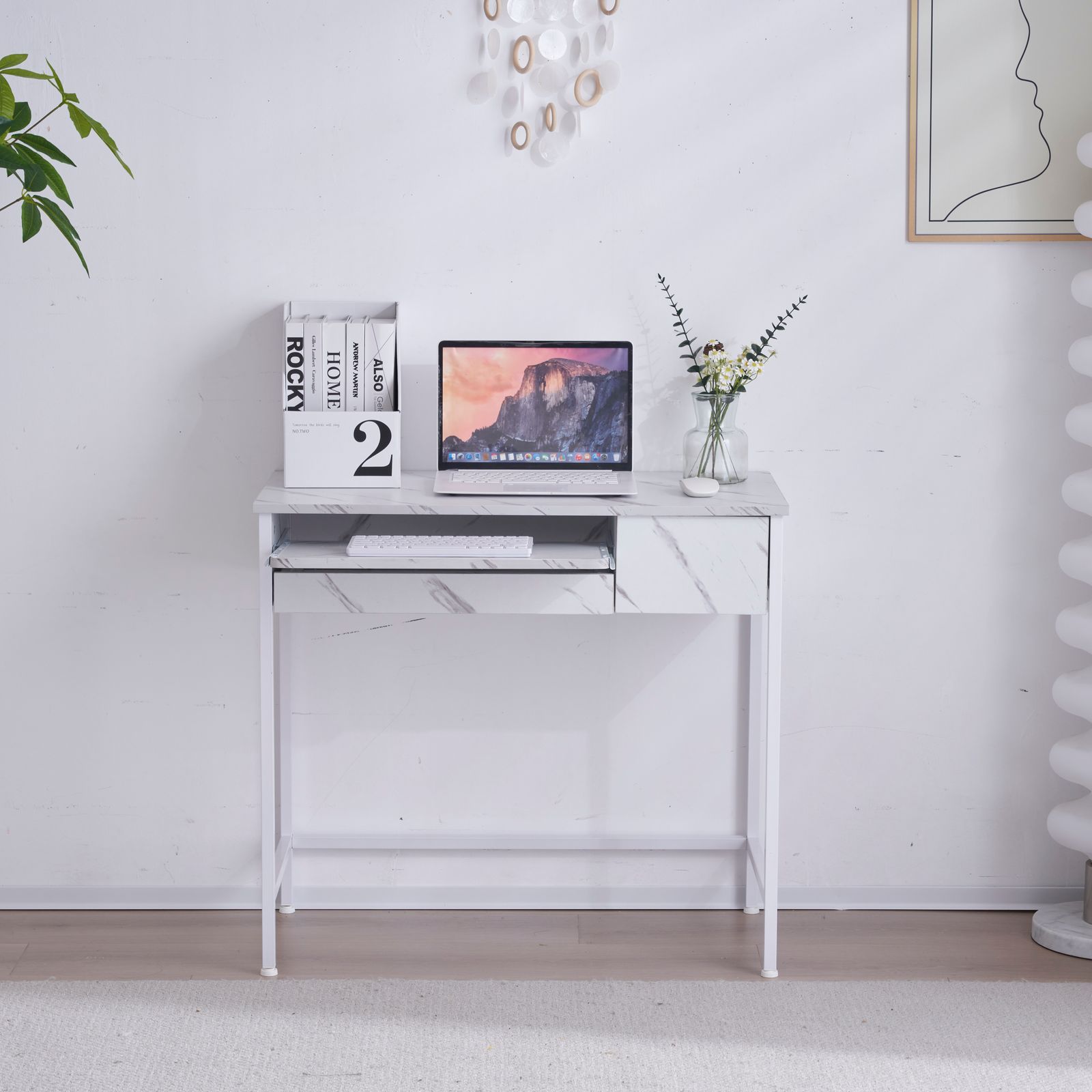 数量限定セール」【新品】ホワイト パソコンデスク 引き出し付き 収納
