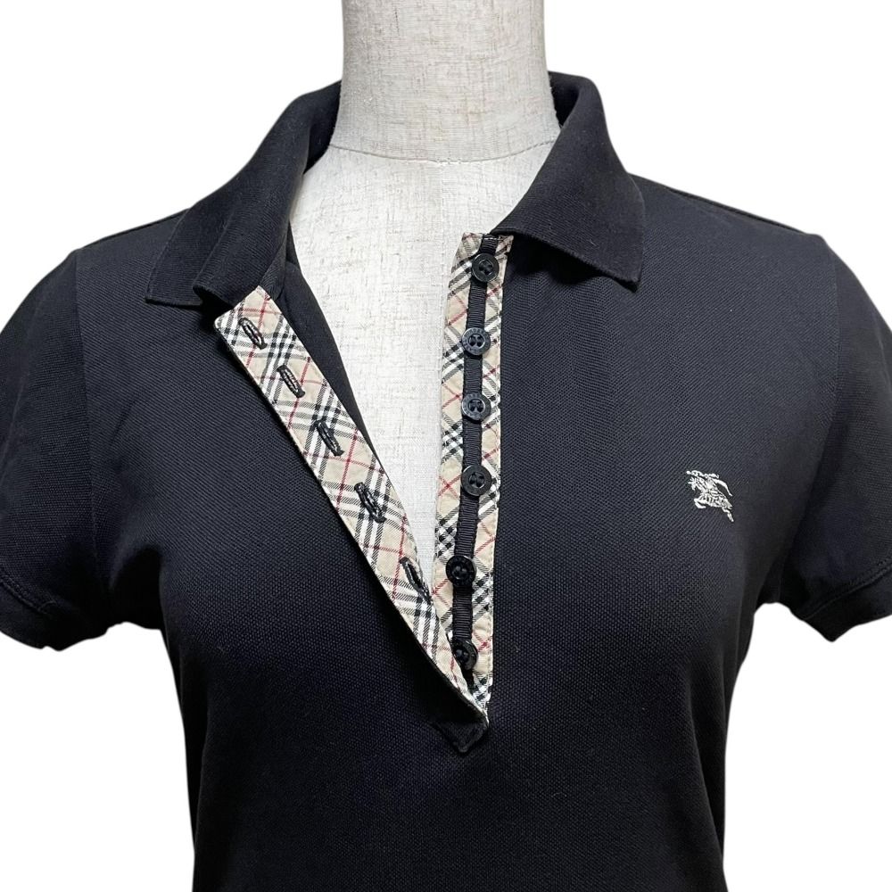 BURBERRY BLUE LABEL 襟ノバチェック ロング 半袖ポロシャツ BURBERRY BLUE LABEL 襟ノバチェック ロング 半袖ポロシャツ