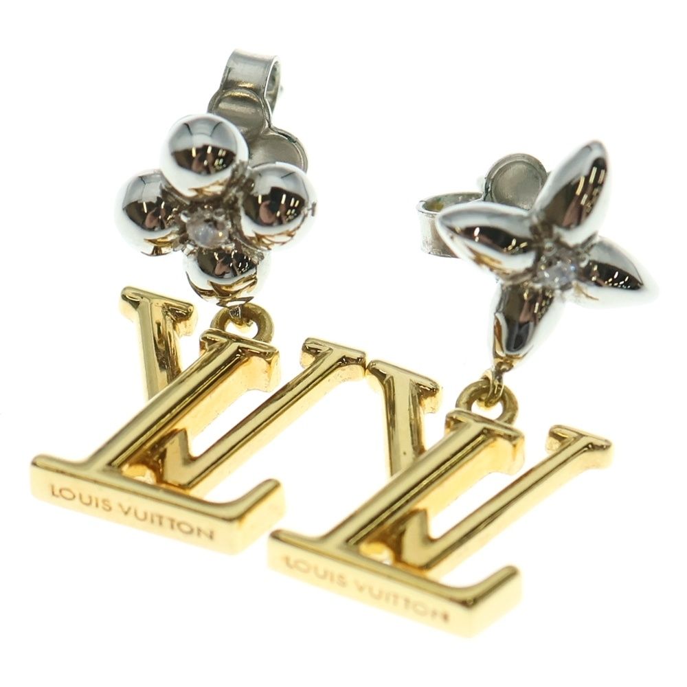 LOUIS VUITTON ルイヴィトン ピアス パンダント LVアイコニックフラワー ピアス ゴールド×シルバー GP M01287