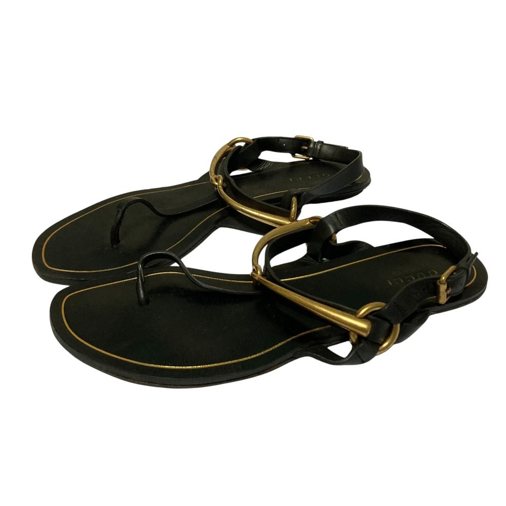グッチ GUCCI トングサンダル ミュール ホースビット エナメル 38.5