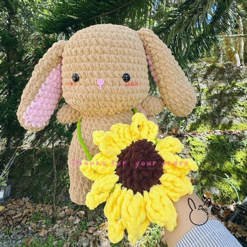 L26 手編み ハンドメイド あみぐるみ ブラウン うさぎ 人形 あみぐるみ