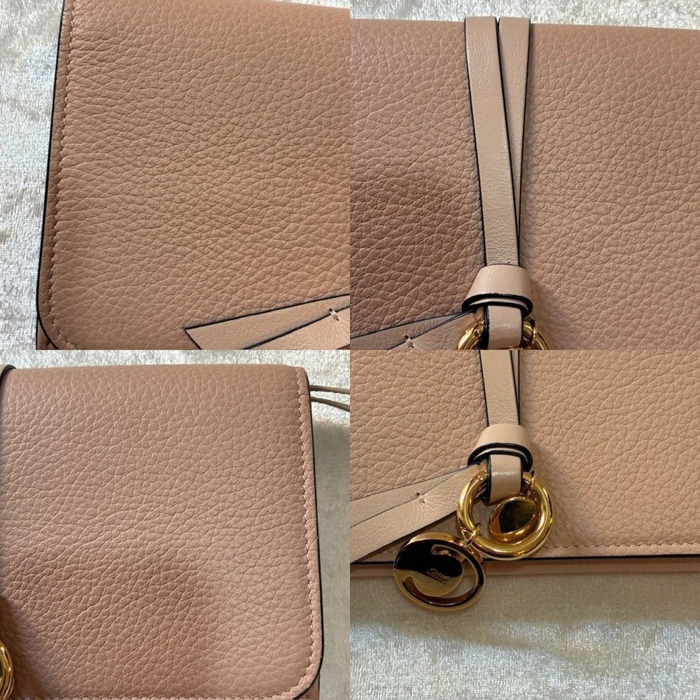 Chloé ベージュ アルファベット レザー 長財布 美品 クロエ 長財布 アルファベット ラウンドファスナー レザー