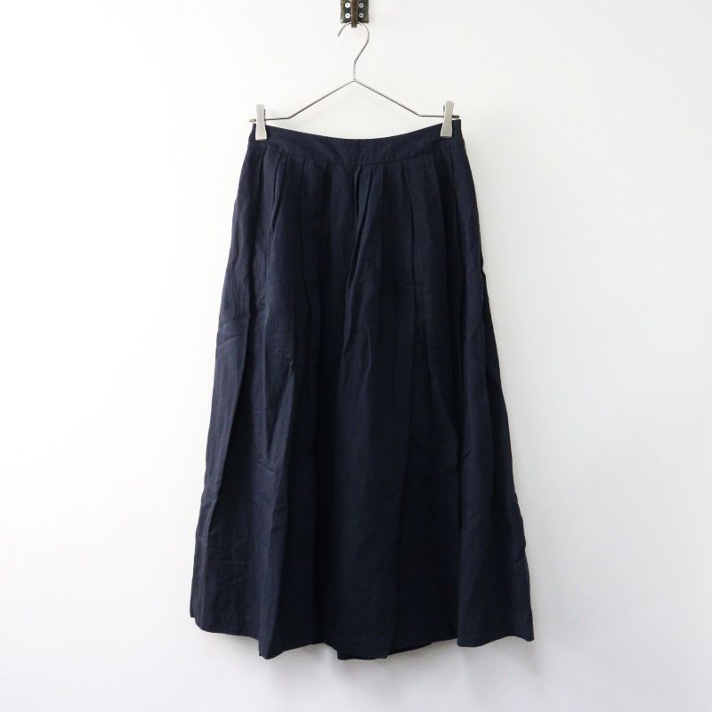 ミナペルホネン mina perhonen nessa タックパンツ 36|ネイビー コットンリネン キュロット ガウチョ ワイド 2400014410600