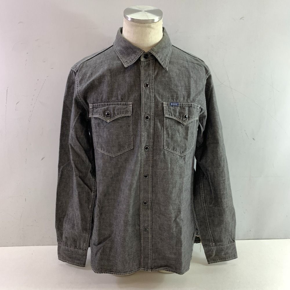 04w5064▽ IRON HEART タンガリー ヒッコリーウエスタンシャツ XL アイアンハート グレー 八王子店