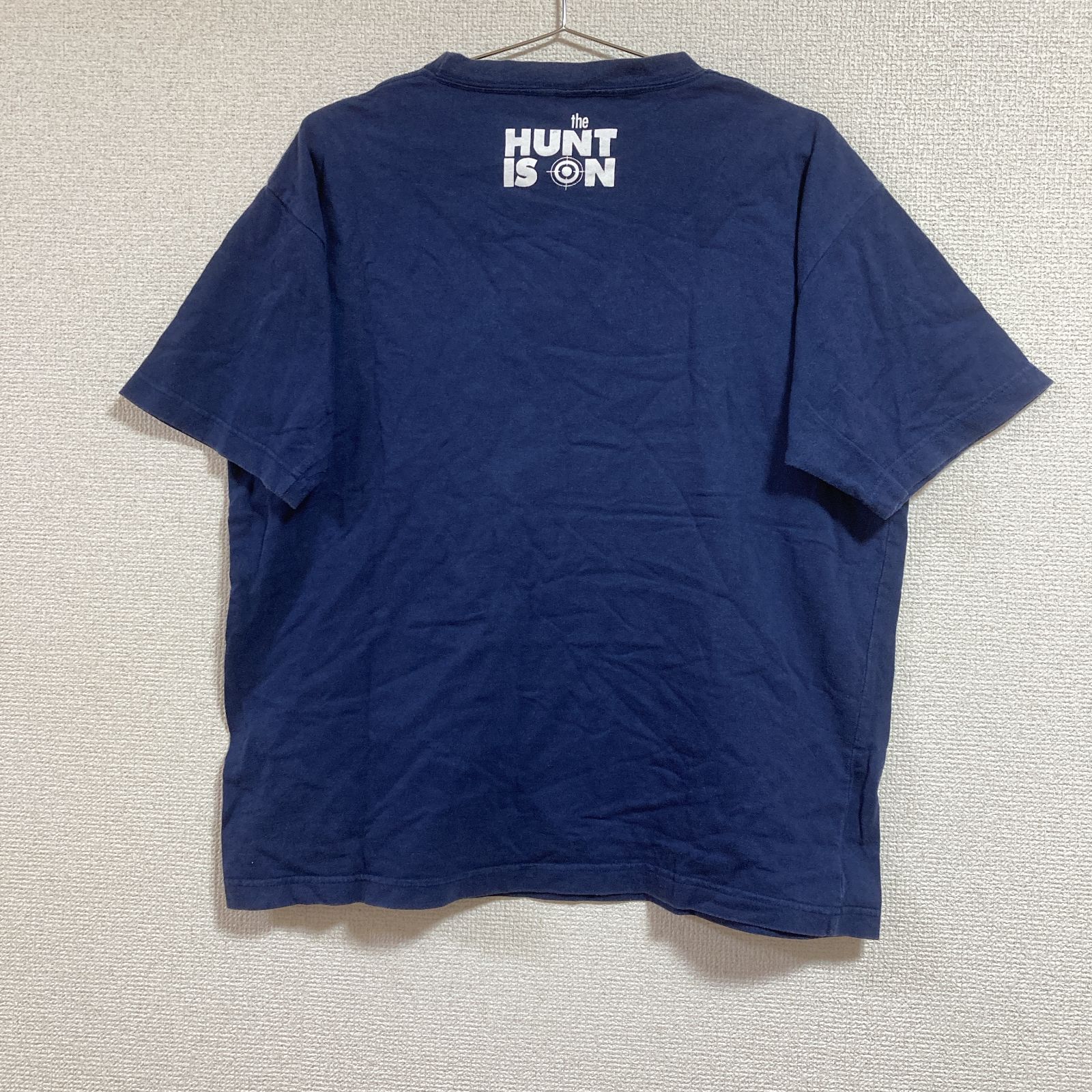 QUASH クアッシュ LARGE ブルー 英字プリント 半袖コットンTシャツ