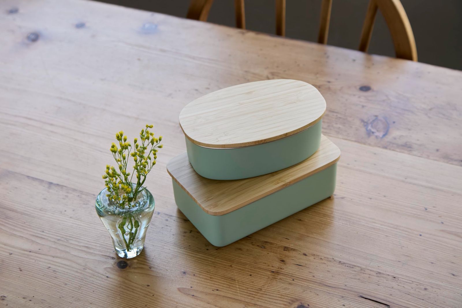 売切注意 食洗機 電子レンジ 対応 オーバル おしゃれでシンプルな弁当箱 ランチボックス 天然木のフタ ステンレス グリーン ののじ