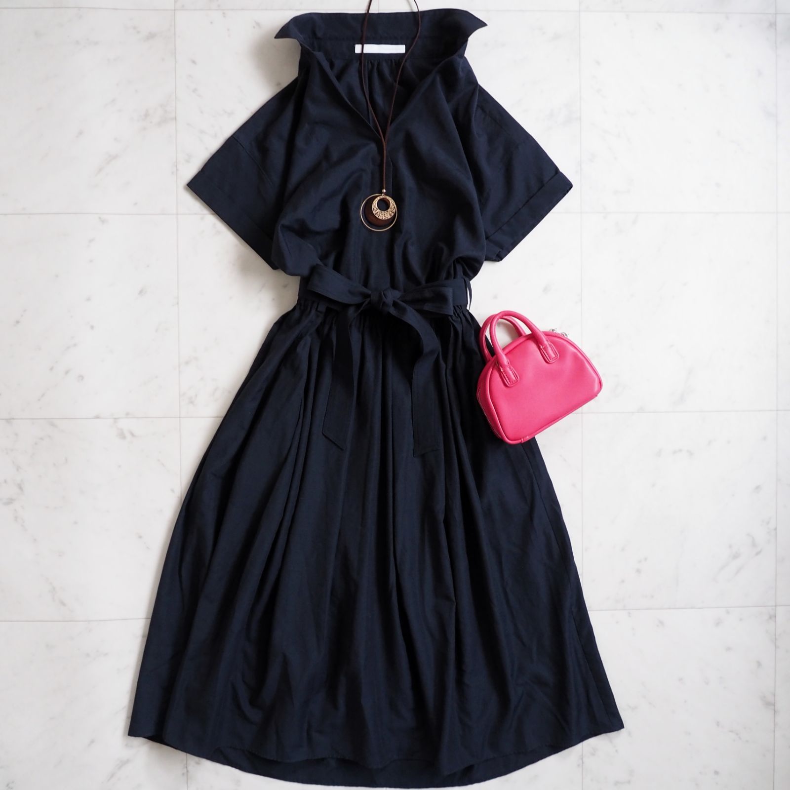 Spick & Span ブラックシャツワンピース 半袖 Spick & Span ブラックシャツワンピース 半袖