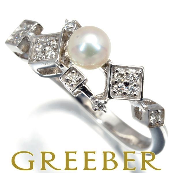 ベビーパール 真珠 4.6mm ダイヤ ダイヤモンド 0.13ct リング K18WG  