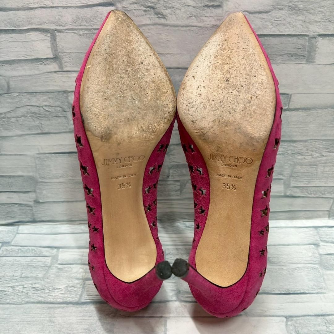 美品】JIMMY CHOO ハイヒール パンチング 星 ピンク スエード 35.5 (24