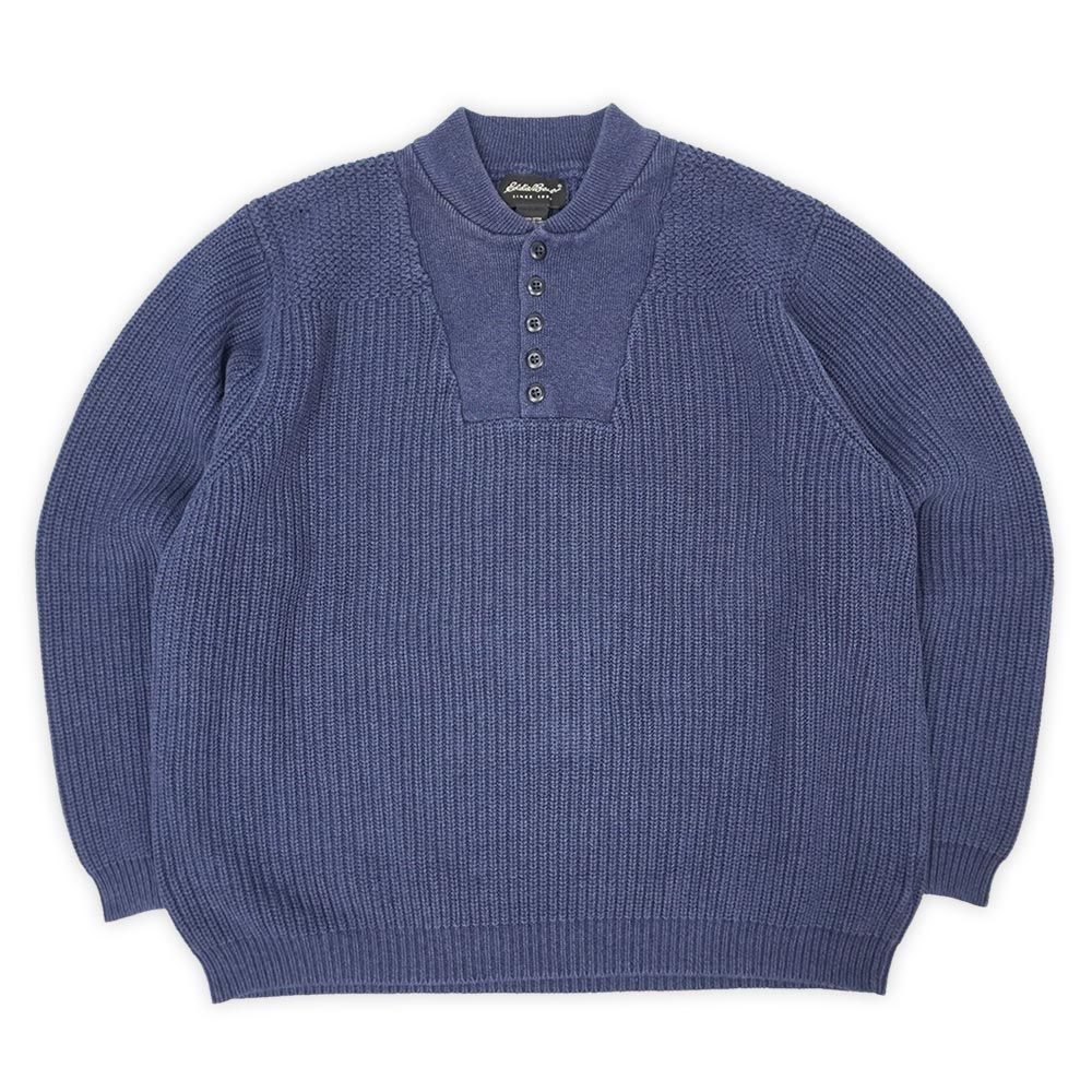 90's USA Eddie Bauer ヘンリーネックコットンニット USA製 90s Eddie
