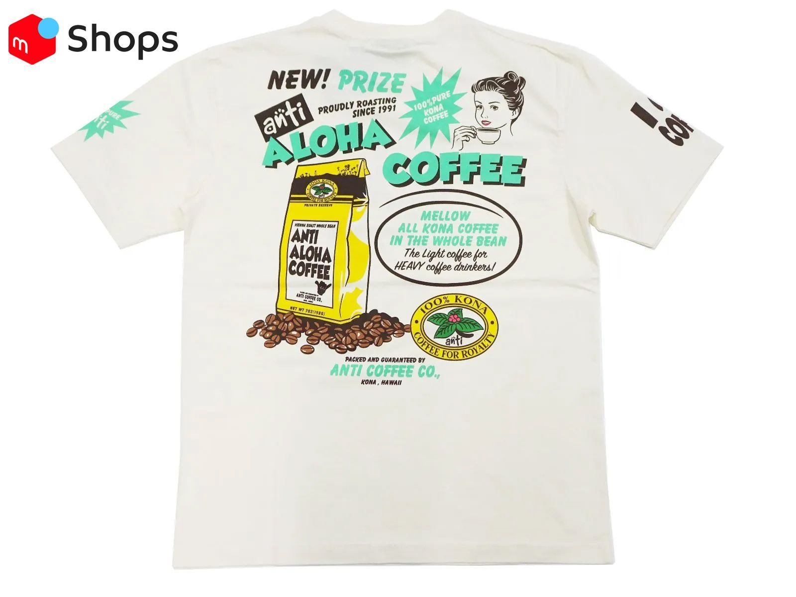 アンチ ANTI 半袖Tシャツ ハワイアン Tシャツ ALOHA COFFEE エフ商会 ATT-162 「コナコーヒー レトロデザイン」  アロハTee tシャツ オフ白 新品 アメカジショップ - メルカリ