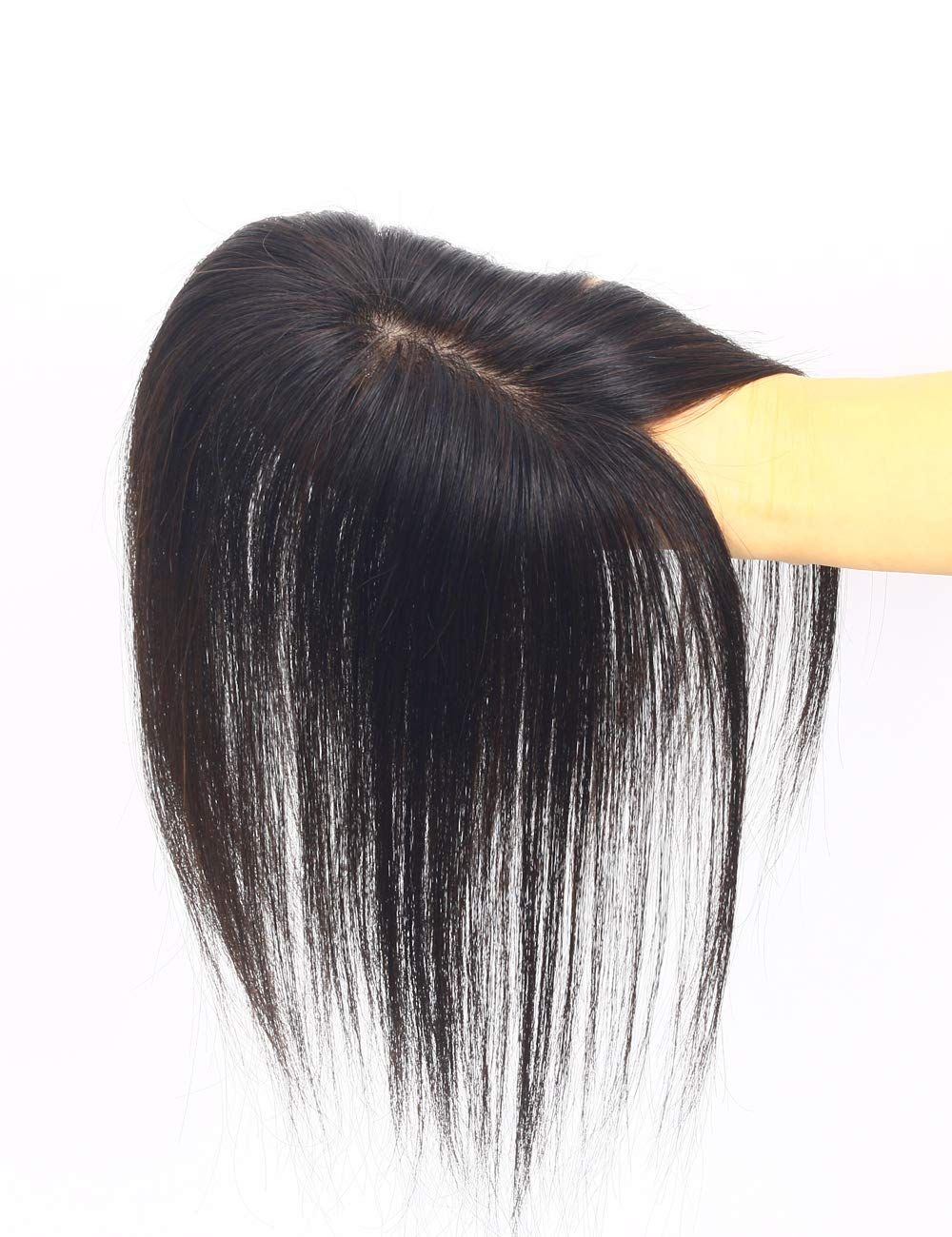 HIYE 部分ウィッグ 付け毛 医療用ウィッグ ヘアピース 通気 ウイッグ 総手植え 超リアルスキン 脱毛隠し 軽薄 白髪隠れ 人毛で制作 分け目 カバーピース 縦長 横９cm縦１４cm 自然色 20cm