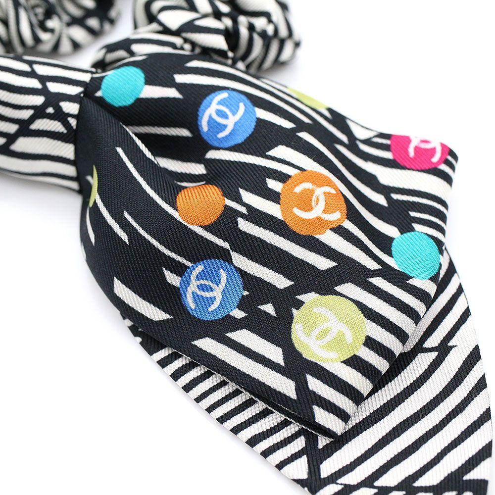 N00504】シャネル CHANEL シュシュ 24春夏 ボーダー ココマーク マルチ