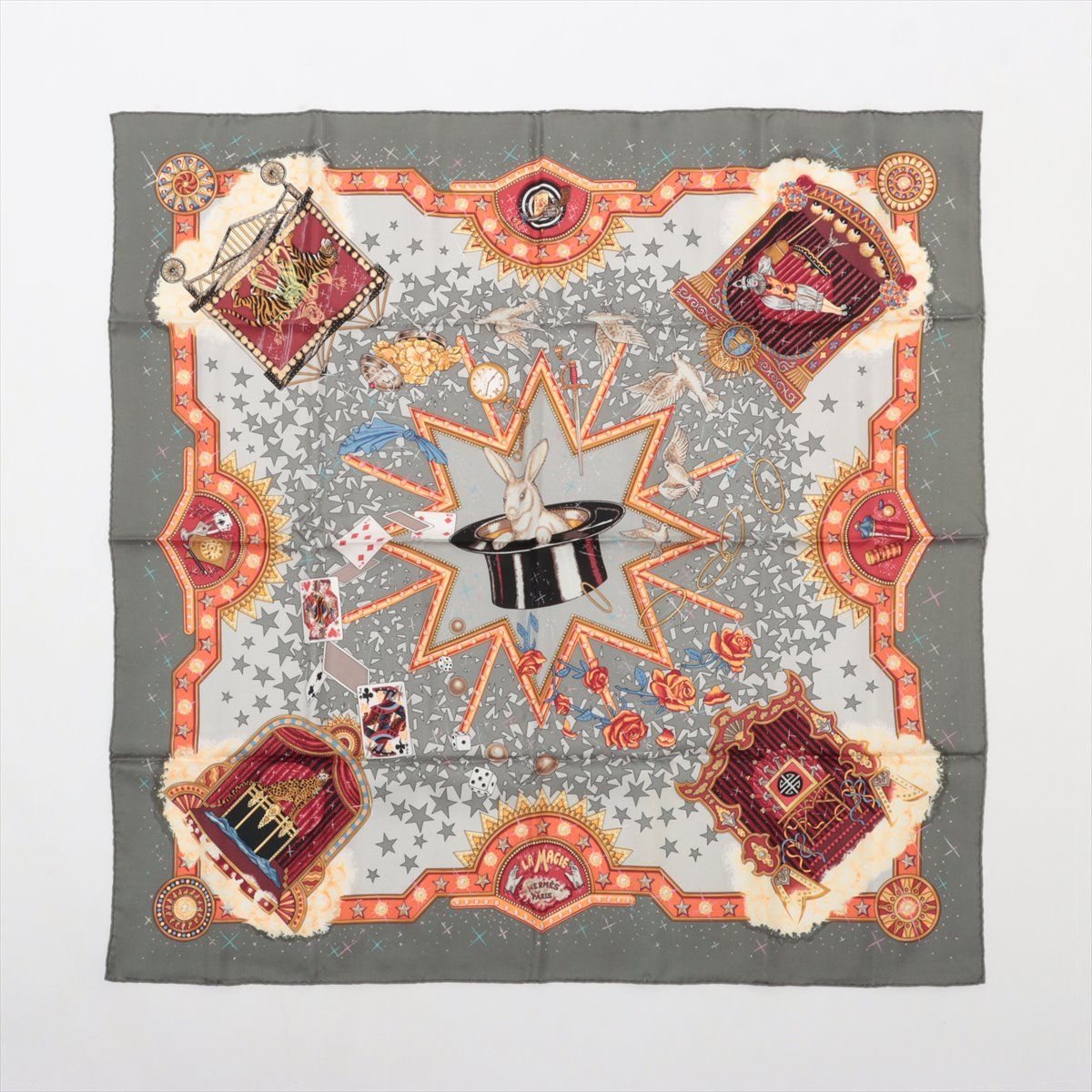 新品同様 エルメス タグ付 カレ 90 LA MAGIE マジック スカーフ シルク