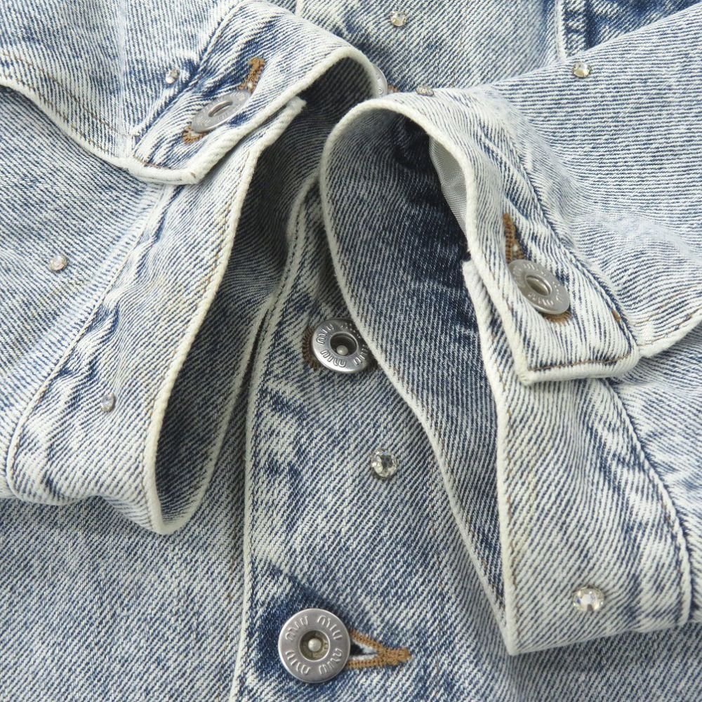 新品同様 ミュウミュウ ラインストーン ダメージ加工 GWB082 サイズ40  