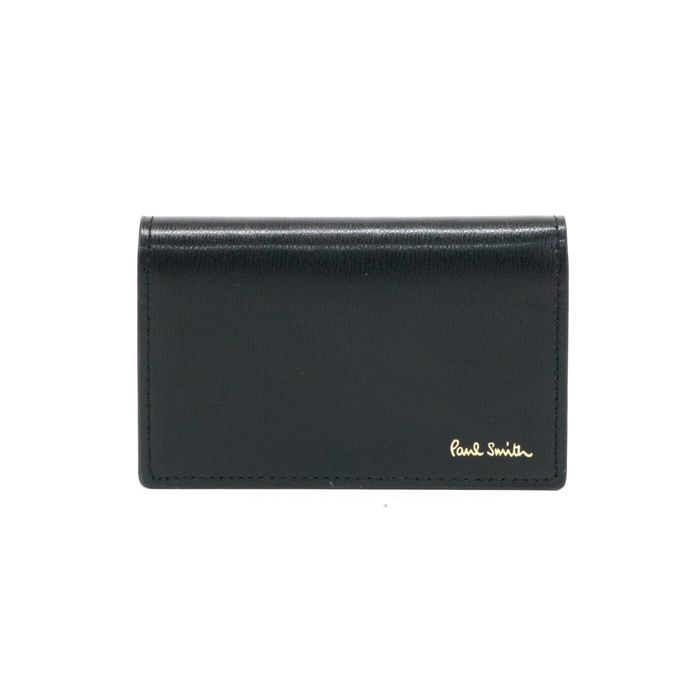 【新品箱付】Paul Smith 名刺入れ カードケース ブラック PSC303 新品 ポールスミス PSC303 レザー マチ付き カードケース バイカラー