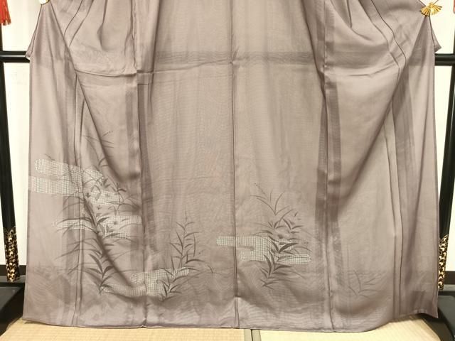 平和屋着物▽訪問着　無双　紗袷　紗×絽　手描き　草花文　ロング丈　正絹　逸品　AAAW7888fy 平和屋着物▽訪問着 無双 紗袷 紗×絽 手描き 草花文 ロング丈 正絹