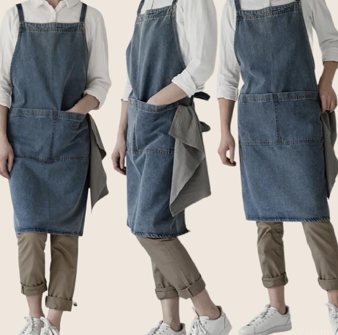 デニム エプロン 男女兼用 新品 エプロン 青 ブルー 無地 大人 レディース デニムエプロン 男女兼用 可愛い エプロン シンプル 青 ブルー 無地