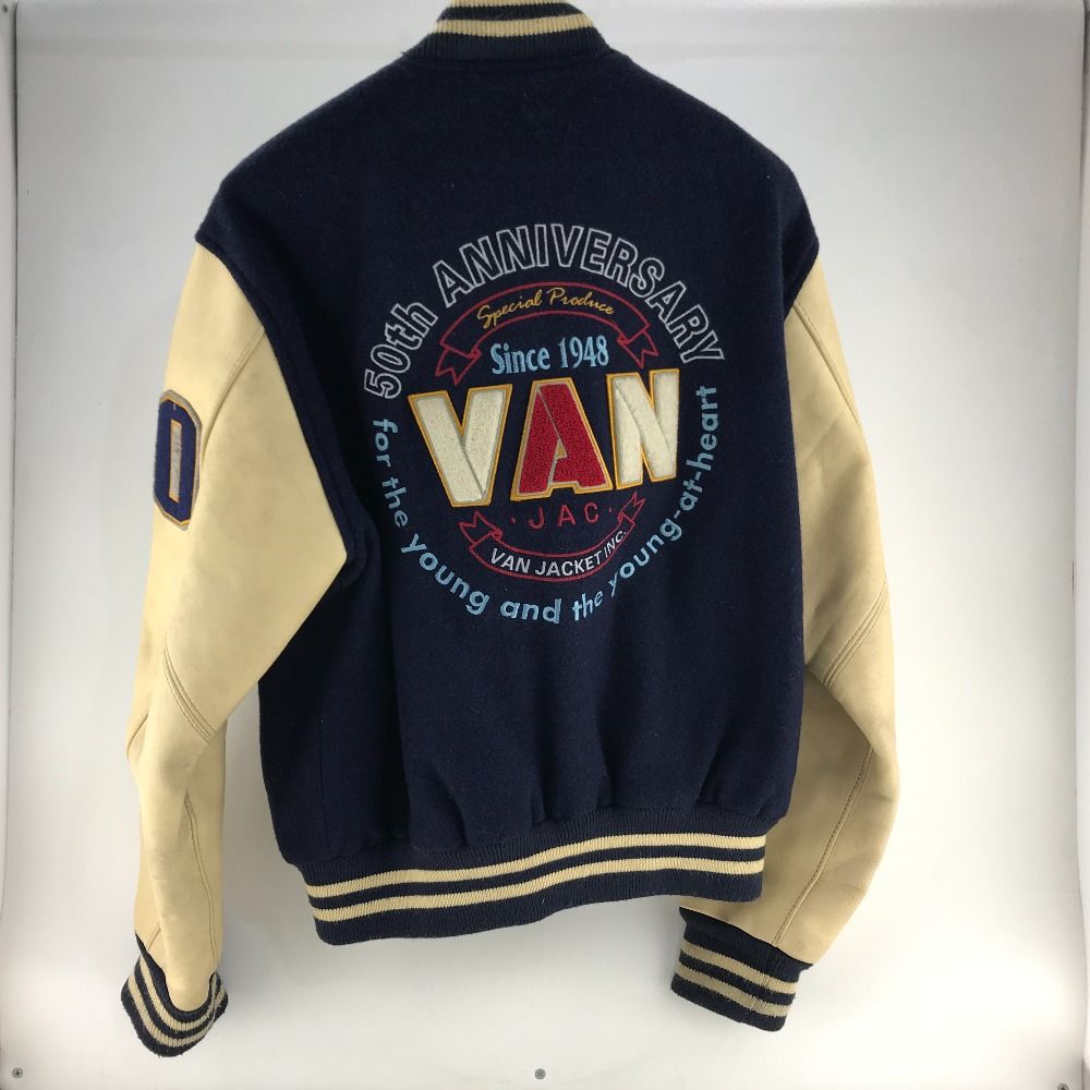 VAN JACKET スタジャン 袖レザー ネイビー L 楽天市場】van スタジャン