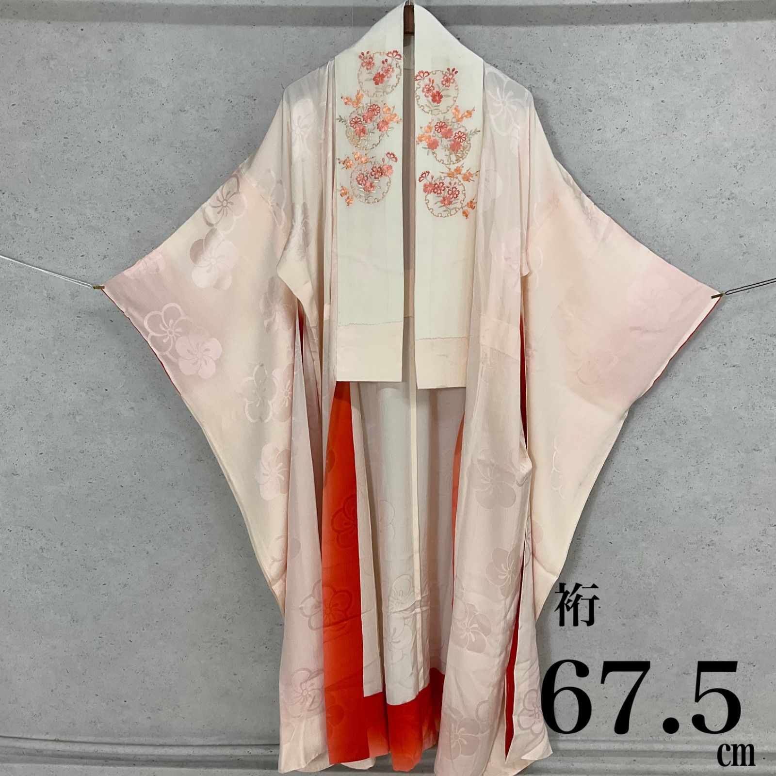 ◇kimono+one◇振袖長襦袢◇単衣◇袖無双◇刺繍半衿付き◇広衿◇仕付け 