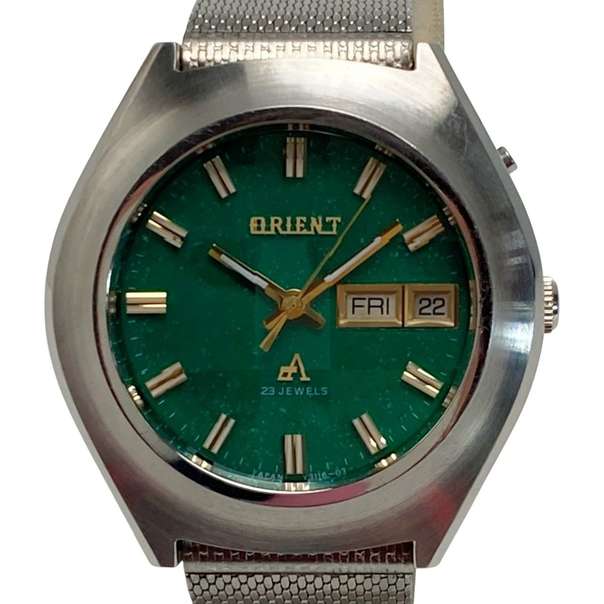 ORIENT オリエント クロノエース デイデイト 23石 カットガラス F429-31161 グリーン 自動巻き メンズ 腕時計
