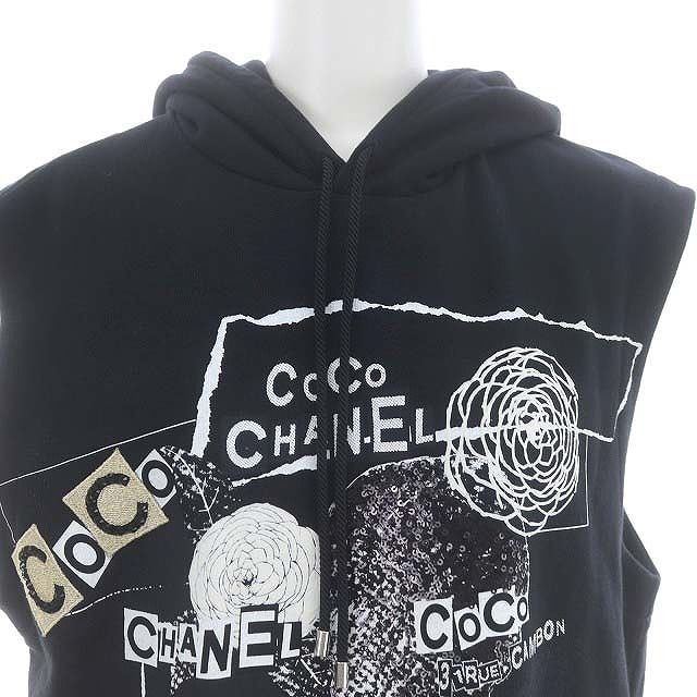 シャネル CHANEL グラフィティ ロゴ ノースリーブ パーカー プル