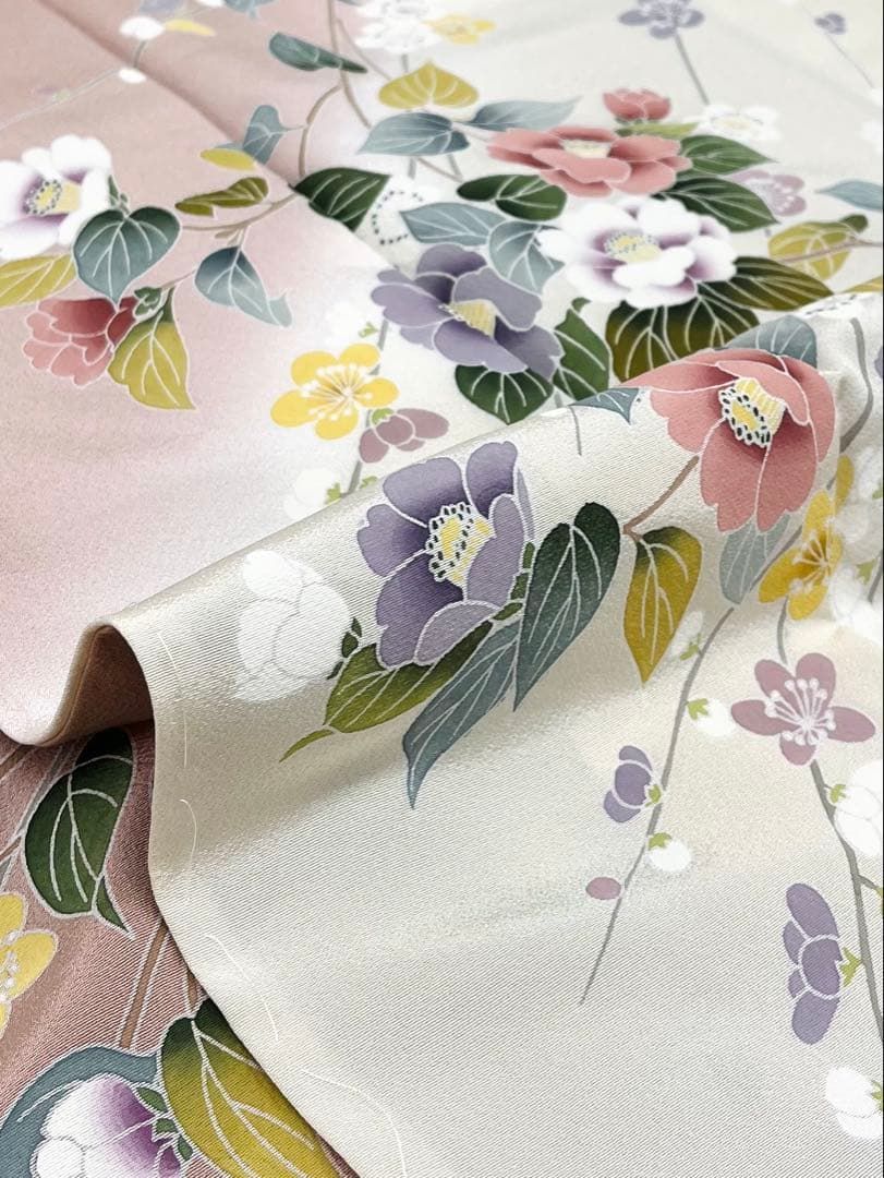 手描き友禅 作家物 訪問着 落款入 ちりめん 正絹 躾糸付き - メルカリ