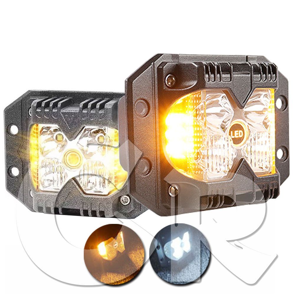 40W 三面発光 ストロボ LED フォグランプ 埋込式 ワークライト 作業灯 ホワイト/イエロー ジープ SUV UTV ATV ジムニー UM002 1385円