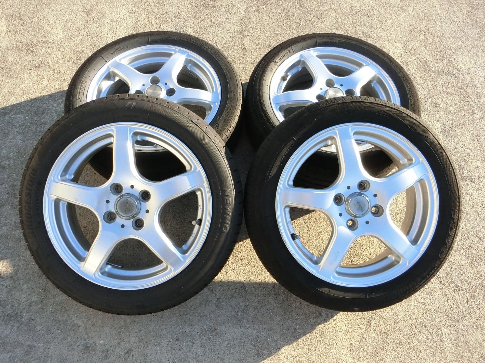 864 GRASS SR 15インチ アルミホイール 4穴 4本セット 145 65R15 175 55R15 アイ HA1W 外し