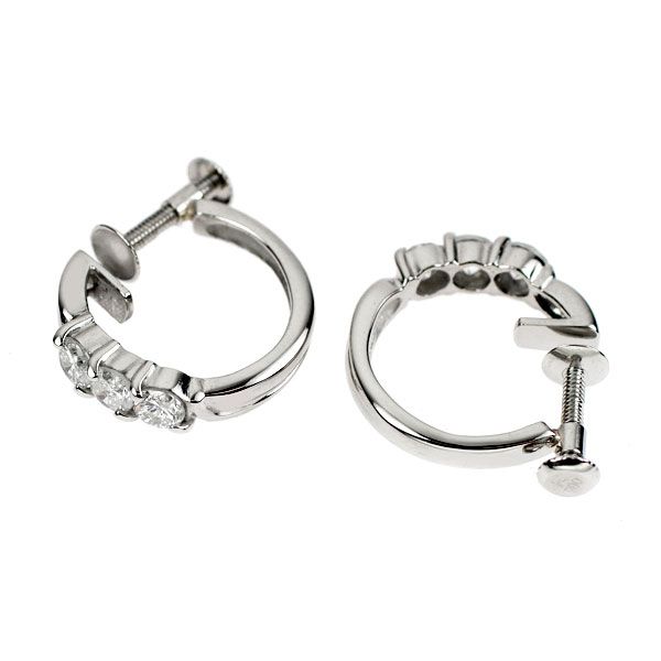 Pt900 ダイヤモンド フープ イヤリング 0.70ct