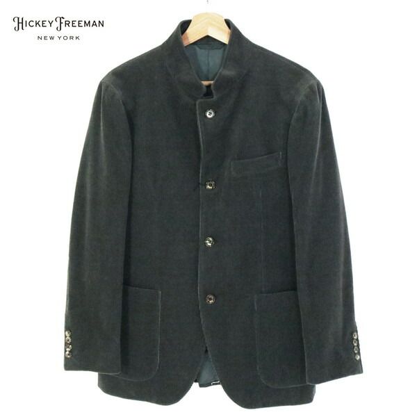 75 OFF ヒッキーフリーマン Hickey Freeman ジャケット XL MJK1582 AB7サイズ ダークグレー メンズ スタンド コットン×ポリエステル×ウール×ポリウレタン コーデュロイ 秋冬 062-11F