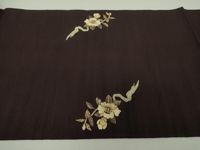 平和屋着物●九寸開き名古屋帯　紬地　作家物　蓑虫　飾花文　正絹　逸品　DAAS3524ps 平和屋着物○九寸開き名古屋帯 紬地 作家物 蓑虫 飾花文 正絹 逸品