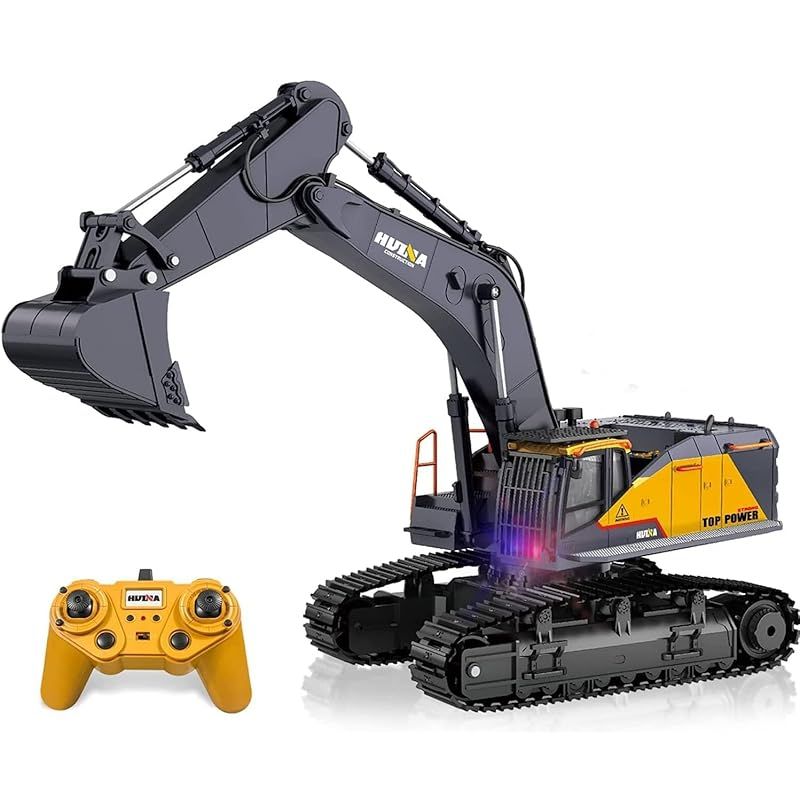 億騰 超合金強化版 ショベルカー ラジコン 掘削機 2.4GHz無線 22CHパワーショベル 360|680°旋回 LEDライト搭載 ミニチュア RC 建機 おもちゃ 砂浜 砂場用 ブラック