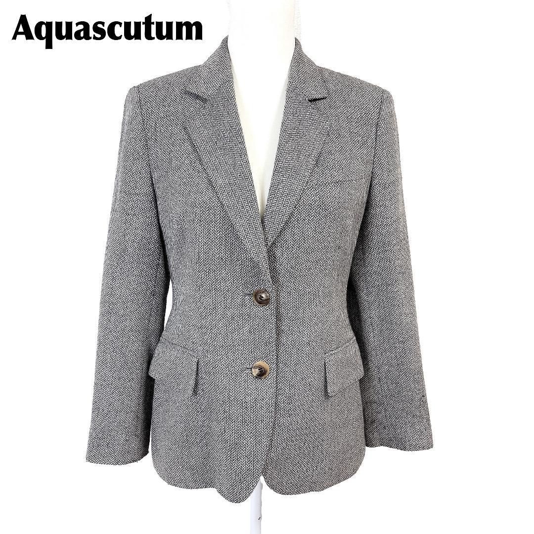 Aquascutum テーラードジャケット 9 グレー ヘンリボーン