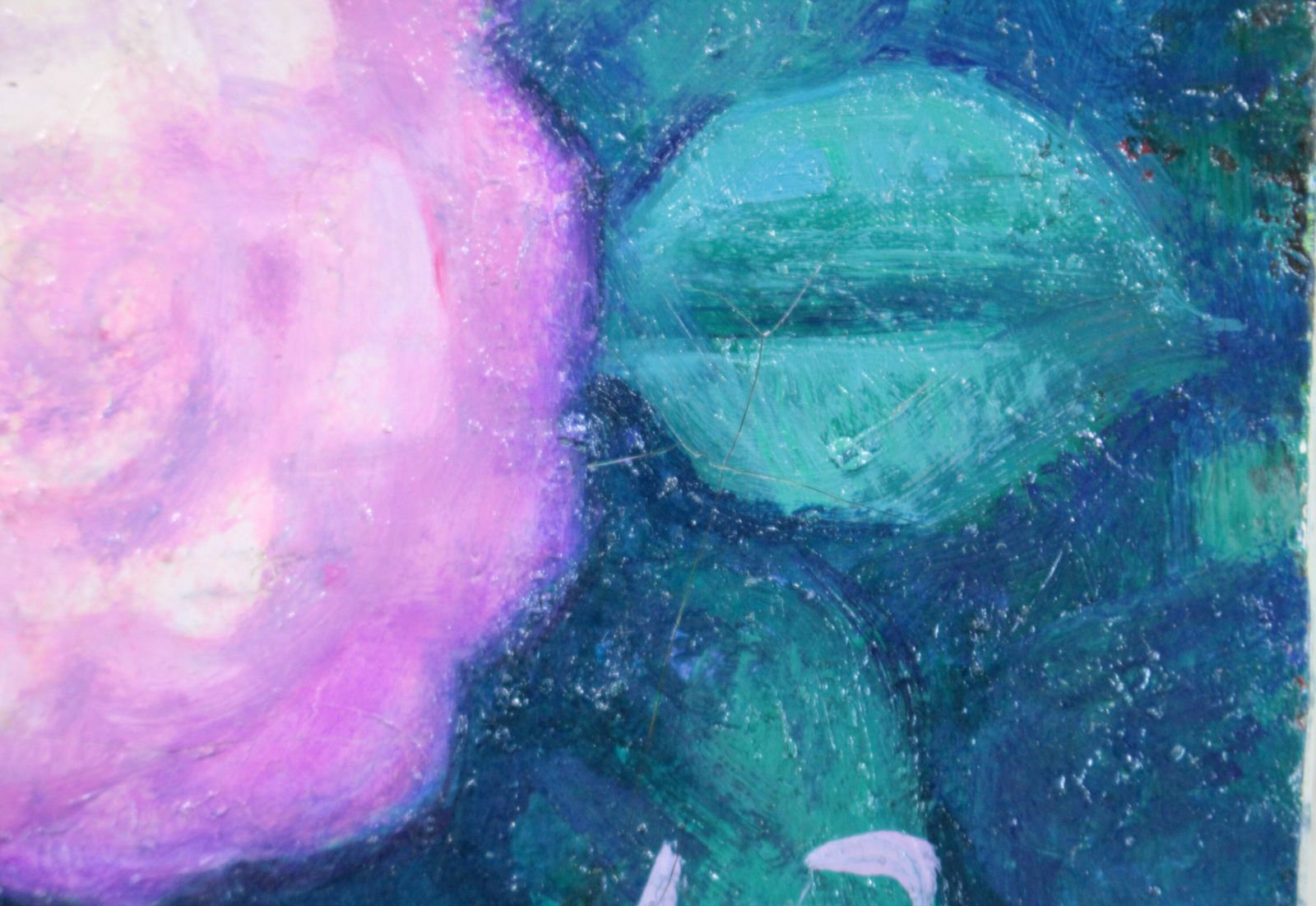 阿部乙人『花と鳥』油彩画【真作保証】 絵画