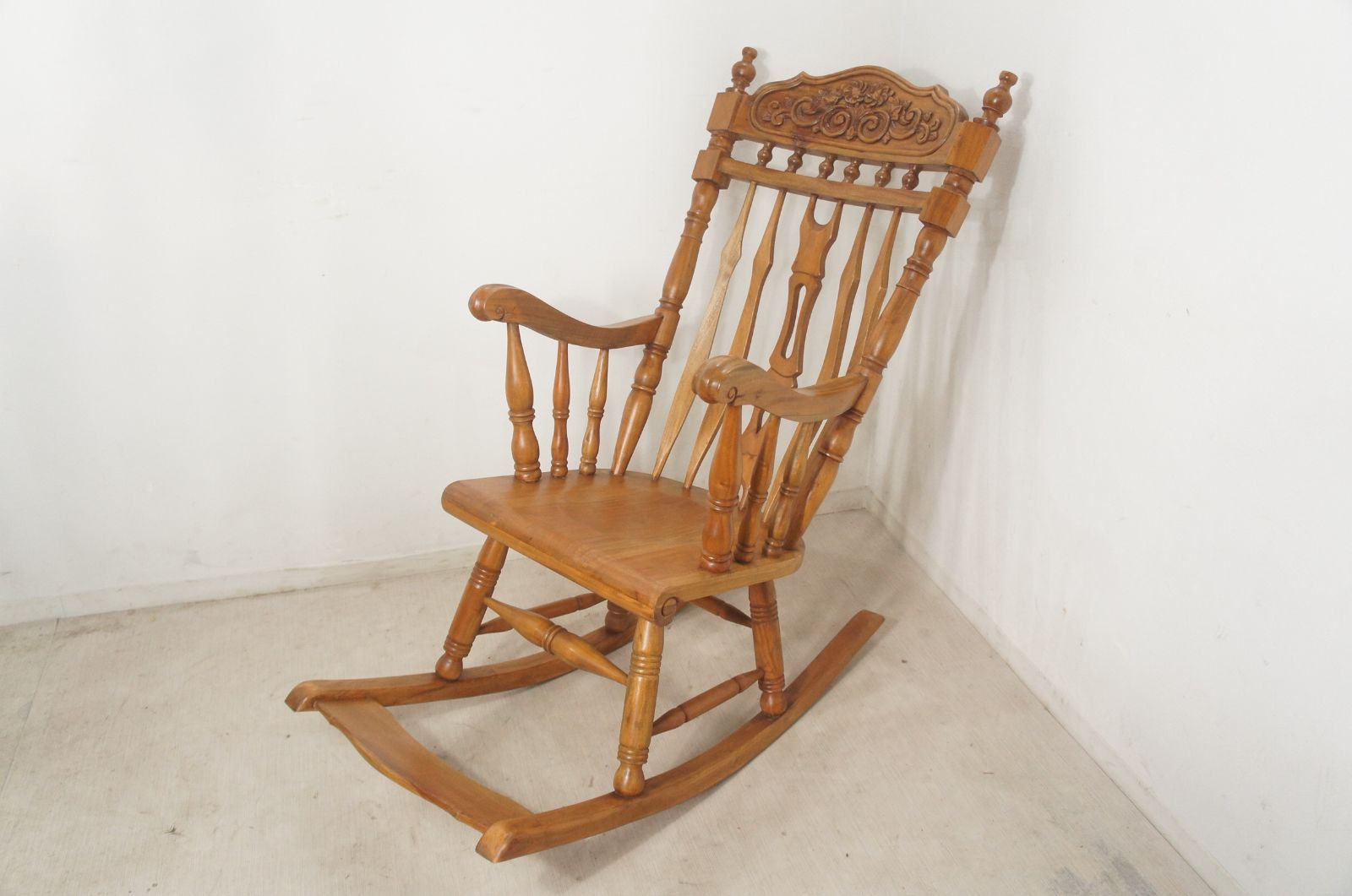 アンティーク調 マホガニー無垢材 ロッキングチェア cha-055-NAT