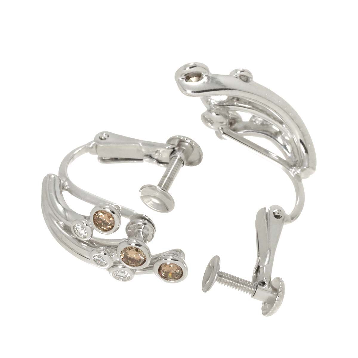 カシケイ KASHIKEY ブラウンダイヤ 0.35ct ダイヤ 0.12ct イヤリング  