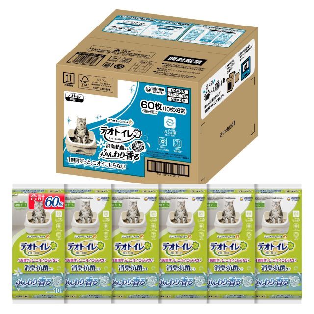 デオトイレ 消臭 抗菌シート ナチュラルガーデンの香り 60枚 10枚×6袋 猫用システムトイレシート システムトイレ 猫用